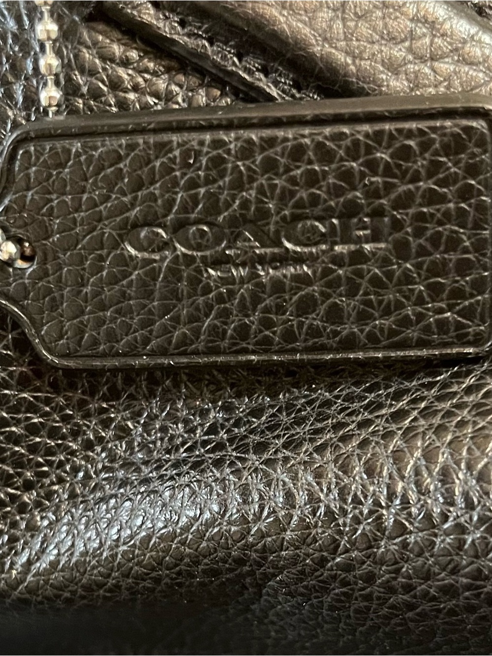 Coach Black Hallie Pebbled Leather Shoulder Bag with Silver Hardware - Picture 10 of 10